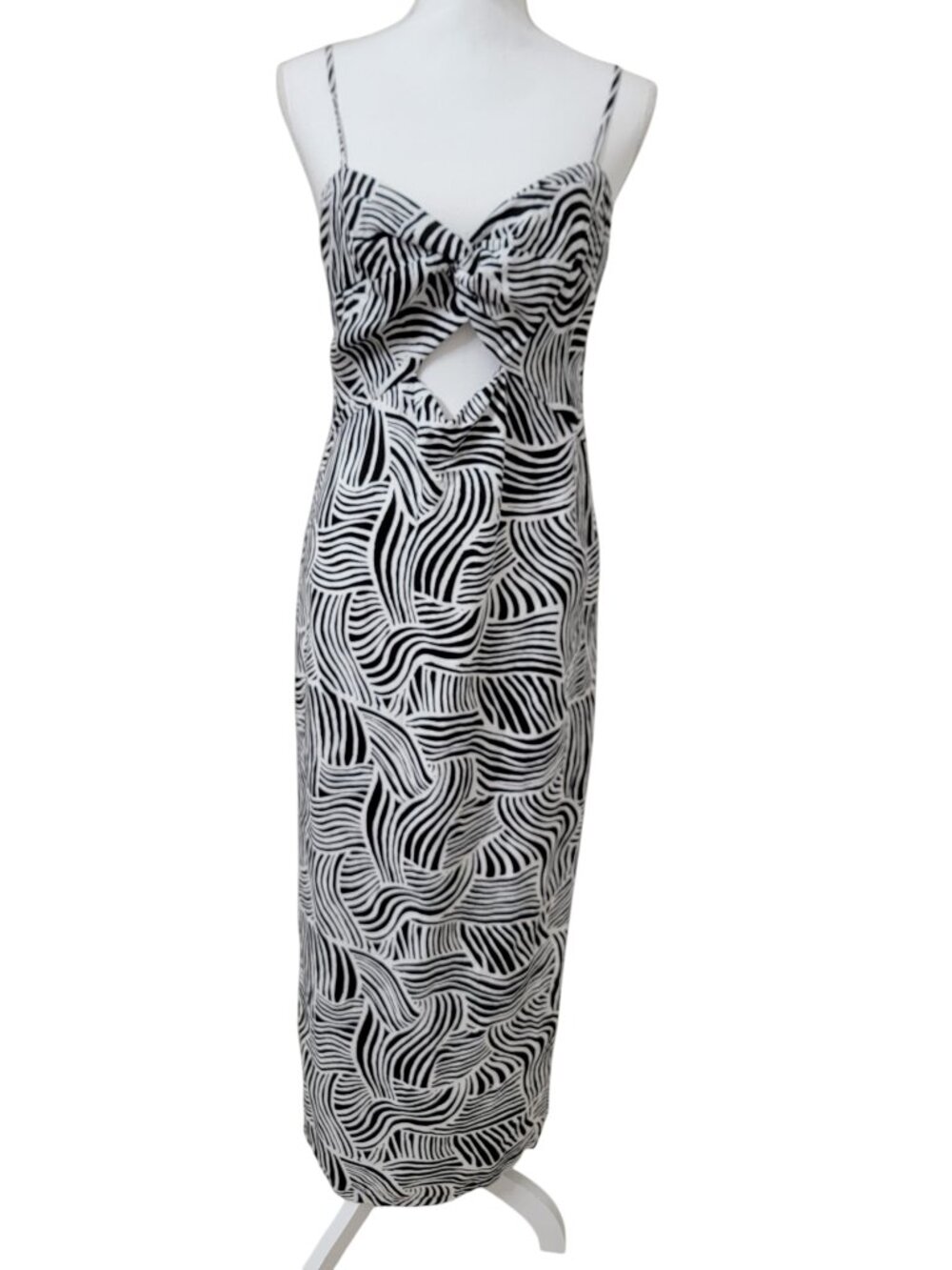 LOFT Beach Size 6 Spiral Linen Blend Cutout Twist Midi Dress